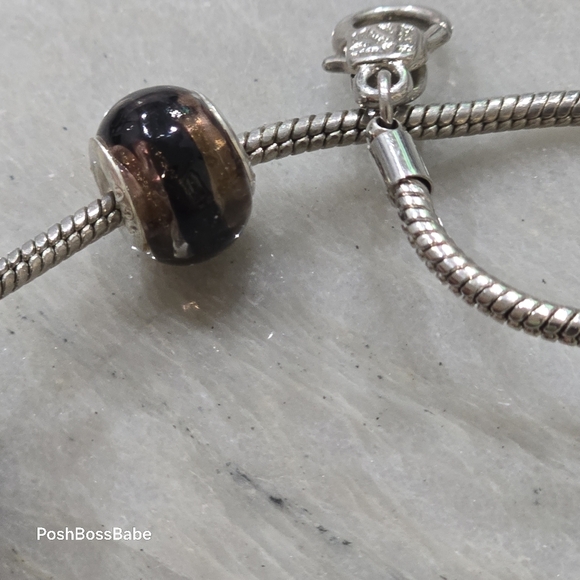 Murano .925 stearling silver center core glass bead fits pandora type bracelets - Picture 9 of 15